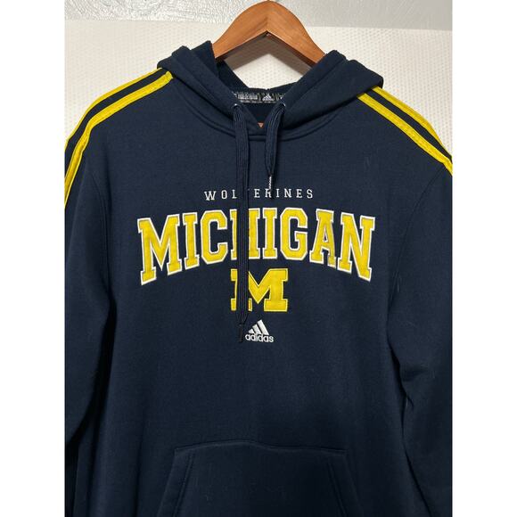Michigan Wolverines Hoodie Adidas Men's Blue Maze Long Sleeve Sweatshirt Medium - Picture 2 of 9
